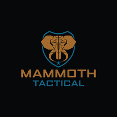 Elephant Logo. Tactical Mammoth Elephant logo in shield vector template