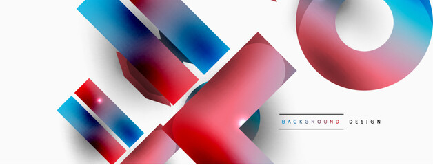 Minimal geometric abstract background. Primitive shapes composition backdrop. Trendy techno business template for wallpaper, banner, background or landing