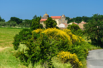 Friedhof in Bibbona, Toskana mit Landschaft
