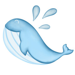 whale jumping with water