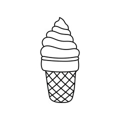 Hand drawn Kids drawing Cartoon Vector illustration ice cream icon Isolated on White Background