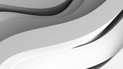 geometric object with wavy pattern in grayscale. Abstract background. 3D rendering