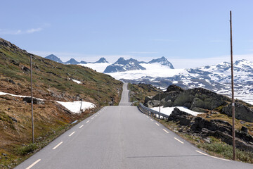 Sognefjellet mountain road in Norway. Sognefjellsvegen - The National Tourist Route. RV 55