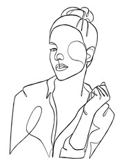 Continuous one line drawing of minimalist woman. Vector illustration.