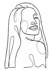 Continuous one line drawing of minimalist woman. Vector illustration.