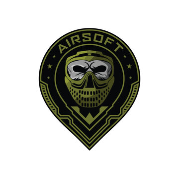 Airsoft team logo skull helmet design