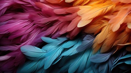 Rainbow feather background, AI generated Image
