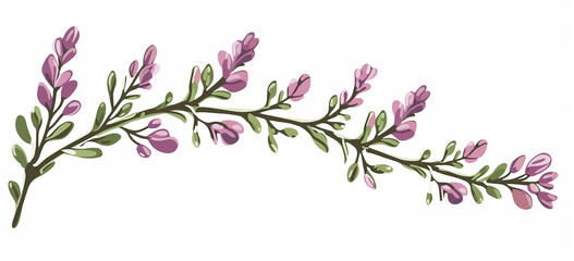 Obraz na płótnie Canvas Branch heather mother's day mom vector print purple flowers blossom Valentine's day