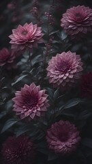 Dark Moody Pink Flowers In A Gloomy Setting