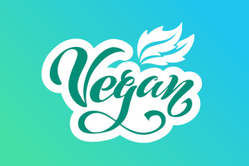 Vegan. Handwritten lettering for restaurant, cafe menu. Vector elements for labels. Vector illustration, food design.