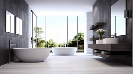 Fototapeta na wymiar Bathroom minimal clean and modernGenerative AI