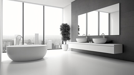 Obraz na płótnie Canvas Bathroom minimal clean and modernGenerative AI