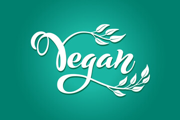 Vegan. Handwritten lettering for restaurant, cafe menu. Vector elements for labels. Vector illustration, food design.
