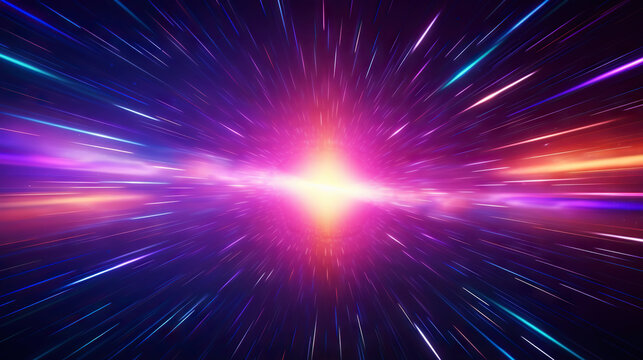 Lightspeed travel background. Galaxy and cosmos exploration. Generative AI