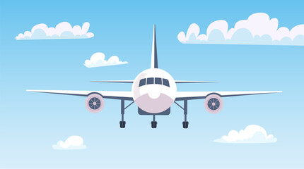 Aircraft air plane flight flying in sky clouds concept. Vector graphic design illustration  © PrettyVectors