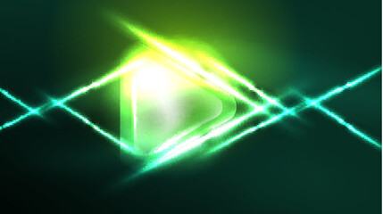 Digital Neon Abstract Background, Triangles And Lights Geometric Design Template