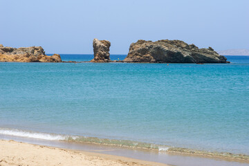 Crete landscape, view of the sea, water, rocks and beach, Greece