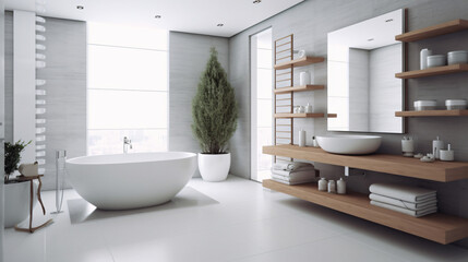 Obraz na płótnie Canvas Bathroom minimal clean and modernGenerative AI