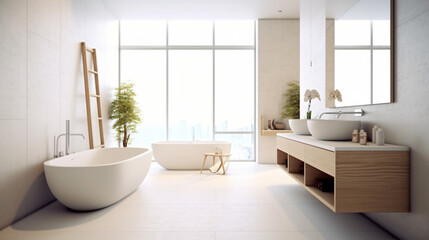 Fototapeta na wymiar Bathroom minimal clean and modernGenerative AI