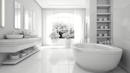 Naklejka na ściany i meble Bathroom minimal clean and modernGenerative AI