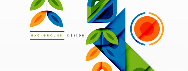 Colorful triangles and circles abstract background. Design for wallpaper, banner, background, landing page, wall art, invitation, prints, posters