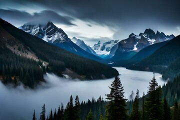 lake in the mountains generated Ai.