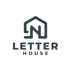 illustration of letter N in a house shape. good for real estate or any business related to house.