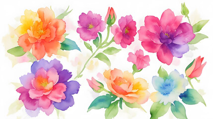 花の水彩画、イラスト｜Flower watercolor, illustration,Generative AI