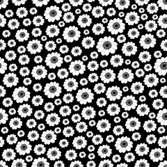 Cute seamless camomile pattern on black background - 621490438