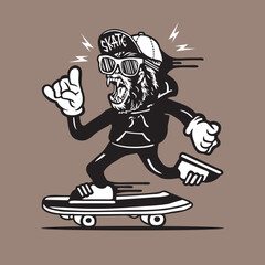 Gorilla Ape Wearing Hoodie Skater Mascot Vector Character Design