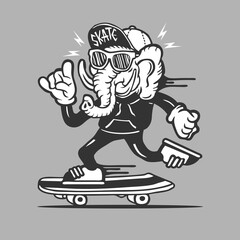 Elephant Wearing Hoodie Skater Mascot Vector Character Design