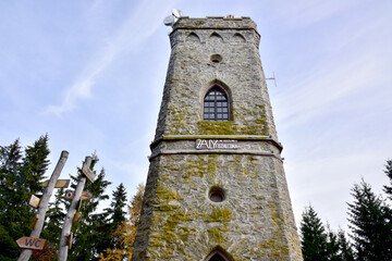 Fototapeta na wymiar Přední Žalý lookout tower in the Krkonoše foothills