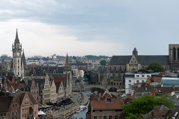 Fototapeta na wymiar Belgium Gent Town view on a cloudy spring day