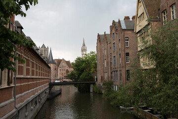 Naklejka premium Belgium Gent Town view on a cloudy spring day