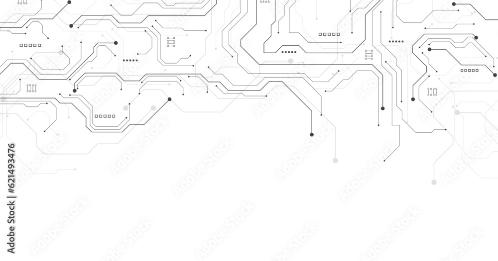 Poster Technology black circuit diagram concept.High-tech circuit board connection system.Vector abstract technology on white background.	