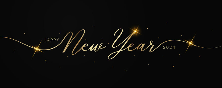 Happy new year 2024 letters banner, vector art and illustration. can use for, landing page, template, ui, web, mobile app, poster, banner, flyer, background