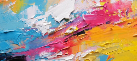 Closeup of abstract rough colorful multicolored art painting texture