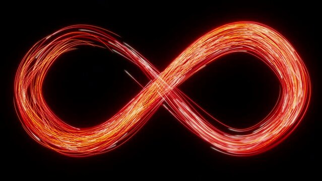 Colorful fireworks forming an infinity symbol.
An animation of multiple lines in fireworks colors creating an infinity sign on a black background. Concept of endless creativity or design. 4k, Ultra HD
