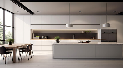 interior of a contemporary minimal kitchen
generative ai