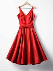 Women's summer red dress - obrazy, fototapety, plakaty
