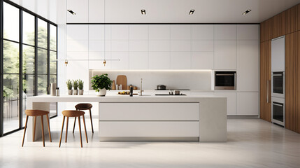 interior of a contemporary minimal kitchen
generative ai