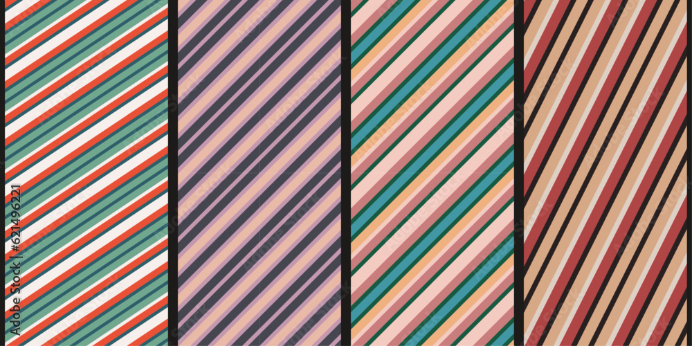 Poster Seamless and endless pattern of diagonals. A set of diagonal lines. Stylish diagonal pattern. For textiles, notebooks, pillows, wallpaper.