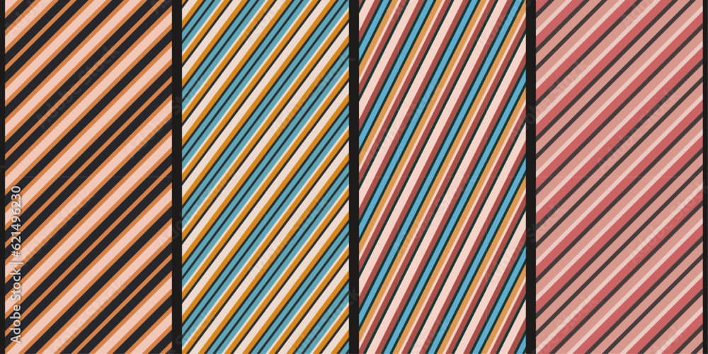 Aufkleber striped diagonals. set of colored diagonal stripes. seamless and endless pattern. for application on