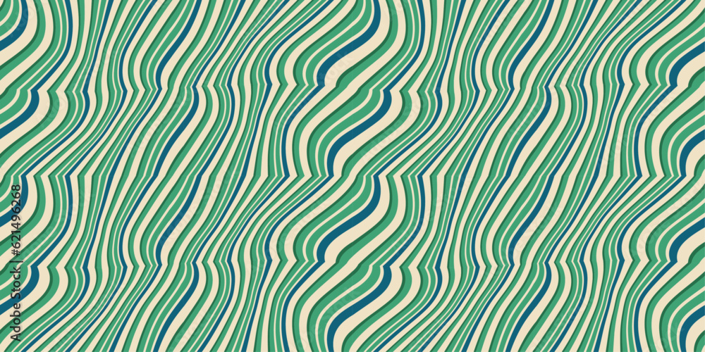 Aufkleber Green curves and diagonal stripes. Seamless and endless pattern. For application on surfaces, interior parts, textiles, notebooks, pillows, wallpaper. Stylish diagonal pattern.