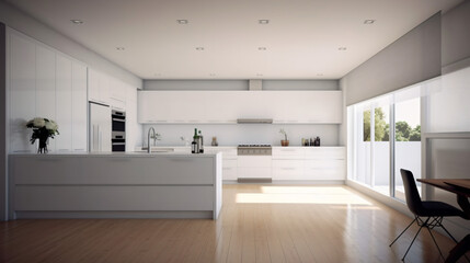 Fototapeta na wymiar interior of a modern kitchen generative ai