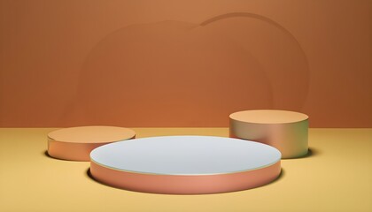 make up powder and cosmetics, realistic 3d podium background,  AI generated	