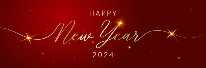 Happy new year 2024 letters luxury banner, vector art and illustration. Can use for, landing page, template, ui, web, mobile app, poster, banner, flyer, background