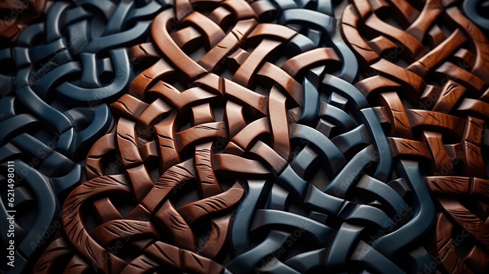 Poster a close up of a bunch of chains on a table. generative ai