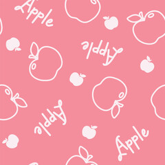 Cute Apple Fruit seamless pattern with word label