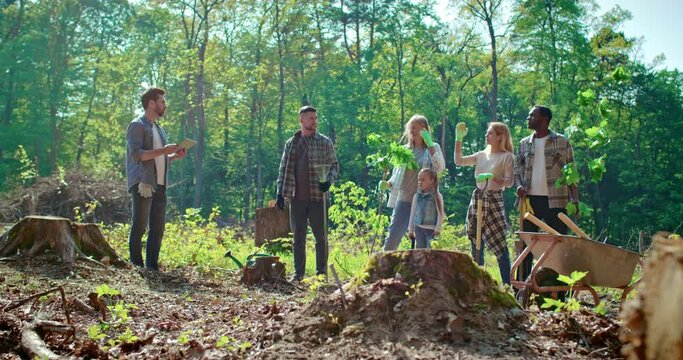 Non-governmental organization of young people using garden tools for restoring forest ecological situation. Charity work of non-professional workers to restore natural habitats.